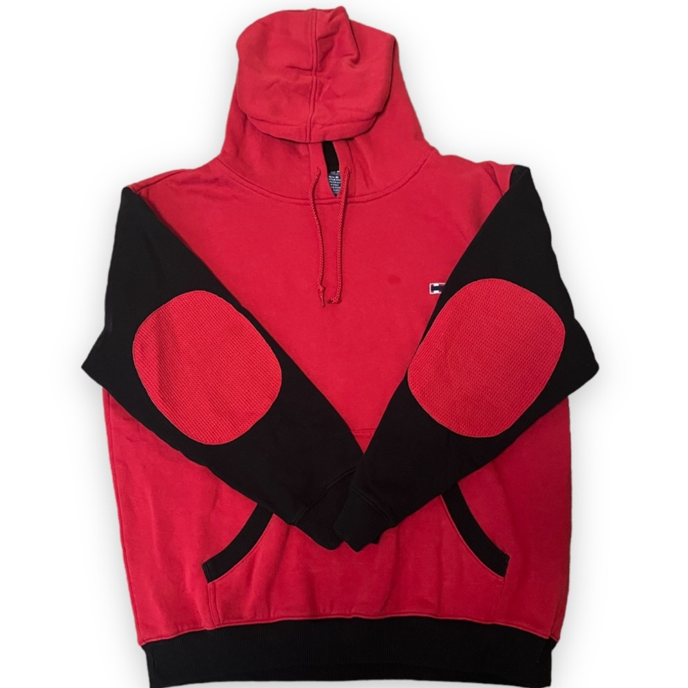 Vintage 90’s Bugle Boy red hoodie with elbow patches